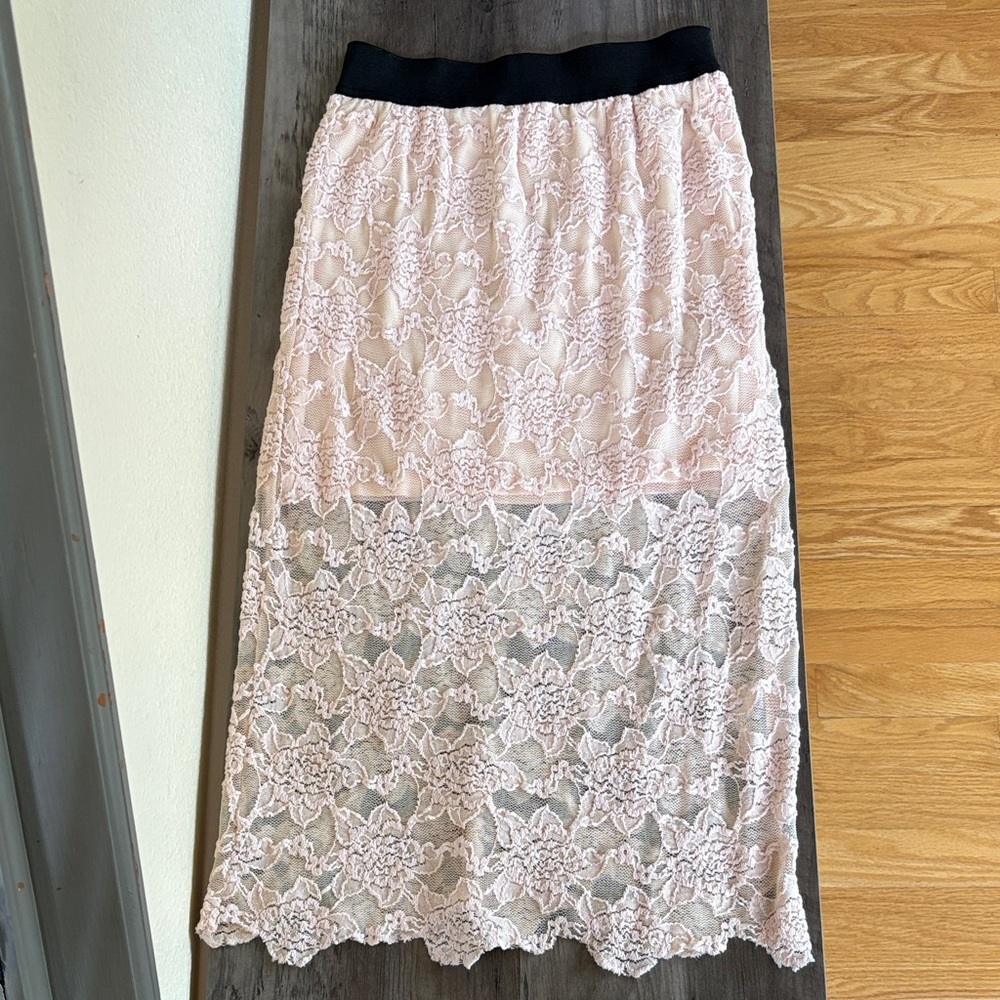 Free People Blush Lace Pencil Skirt Size XS - Picture 5 of 9